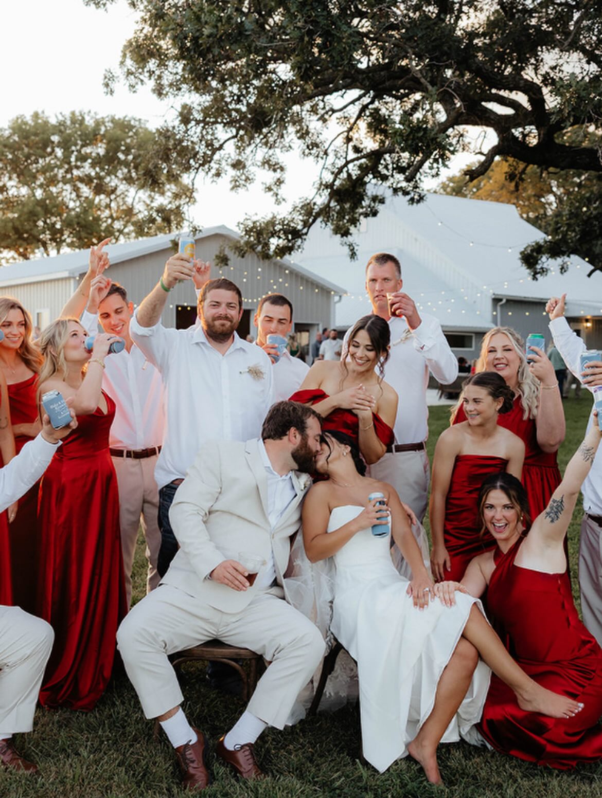 Wedding party toasting and celebrating with bride and groom at The Era